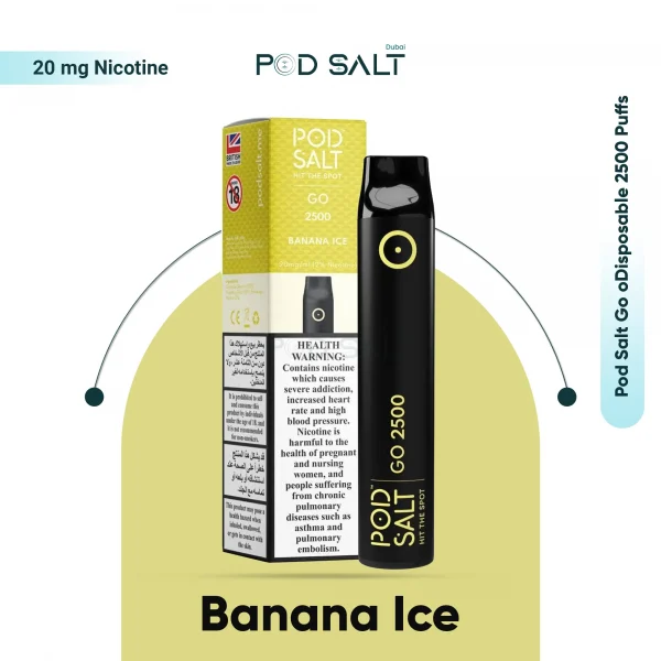 Pod Salt Go Disposable 2500 PUFFS Banana Ice Flavor