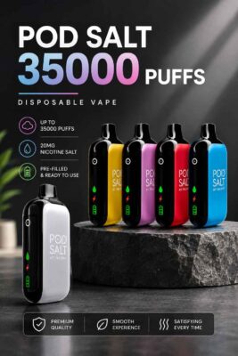 Pod Salt 35000 Puffs Disposable Vape with 12+ fruit, menthol, dessert, and mixed flavor options now in Dubai Online