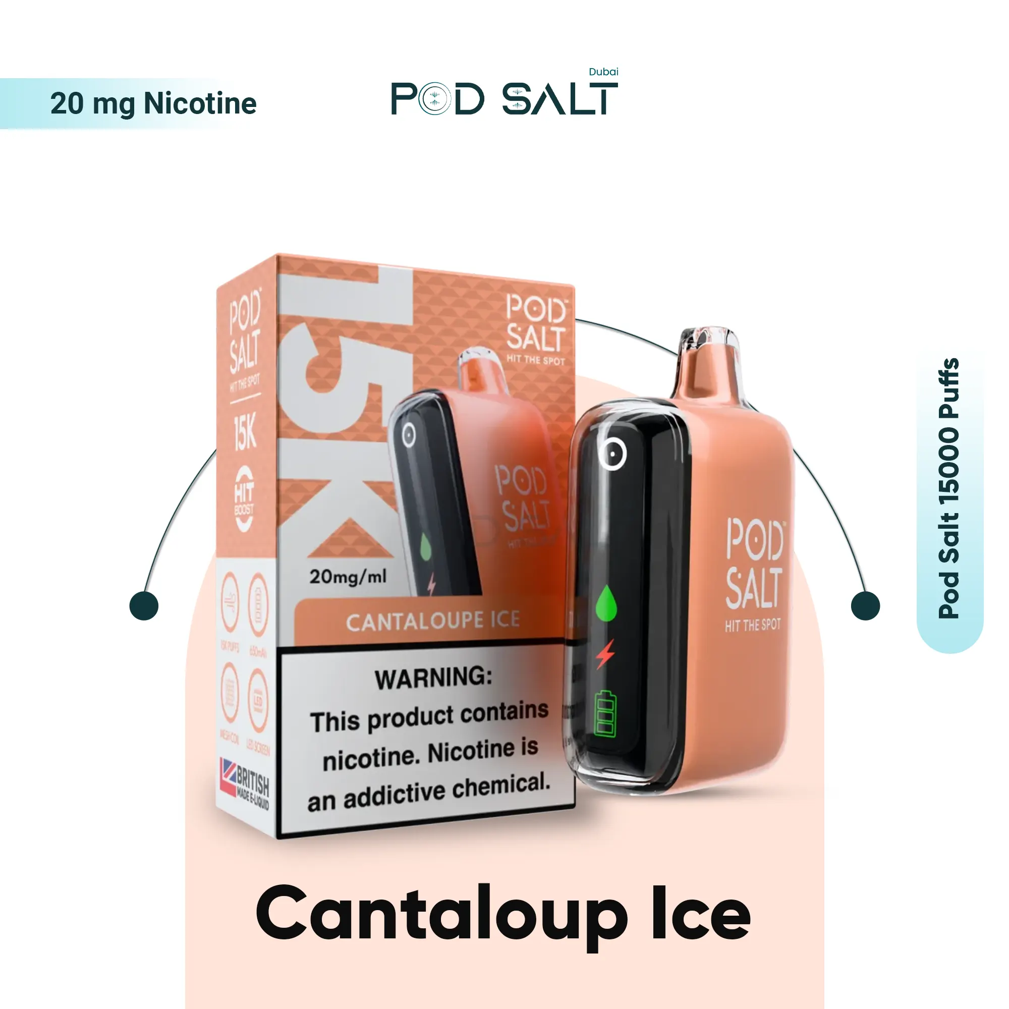 Pod Salt 15000 Puffs Cantaloupe Ice disposable vape