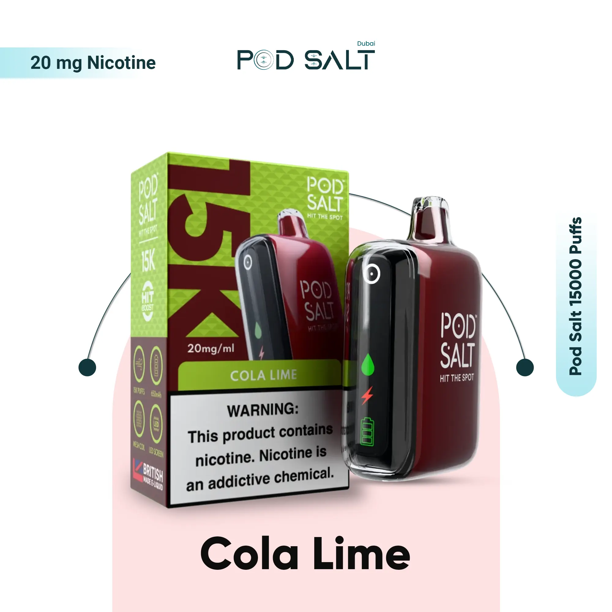 Pod Salt 15000 Puffs Cola Lime disposable vape