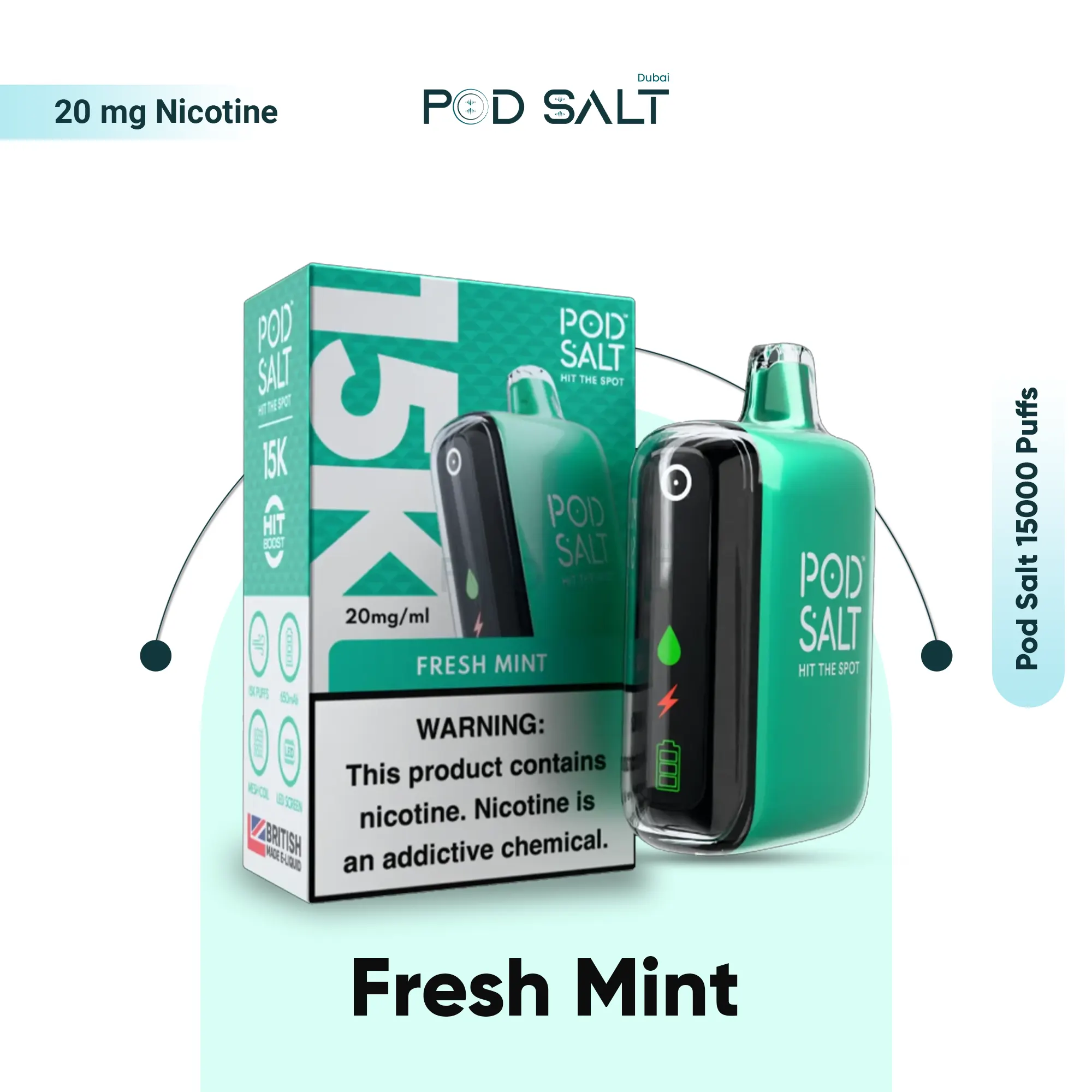 Pod Salt 15000 Puffs Fresh Mint disposable vape