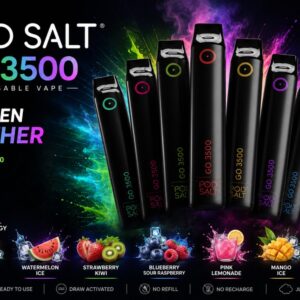Pod Salt Go 3500 puffs disposable vape pod device showing sleek finish and airflow slider