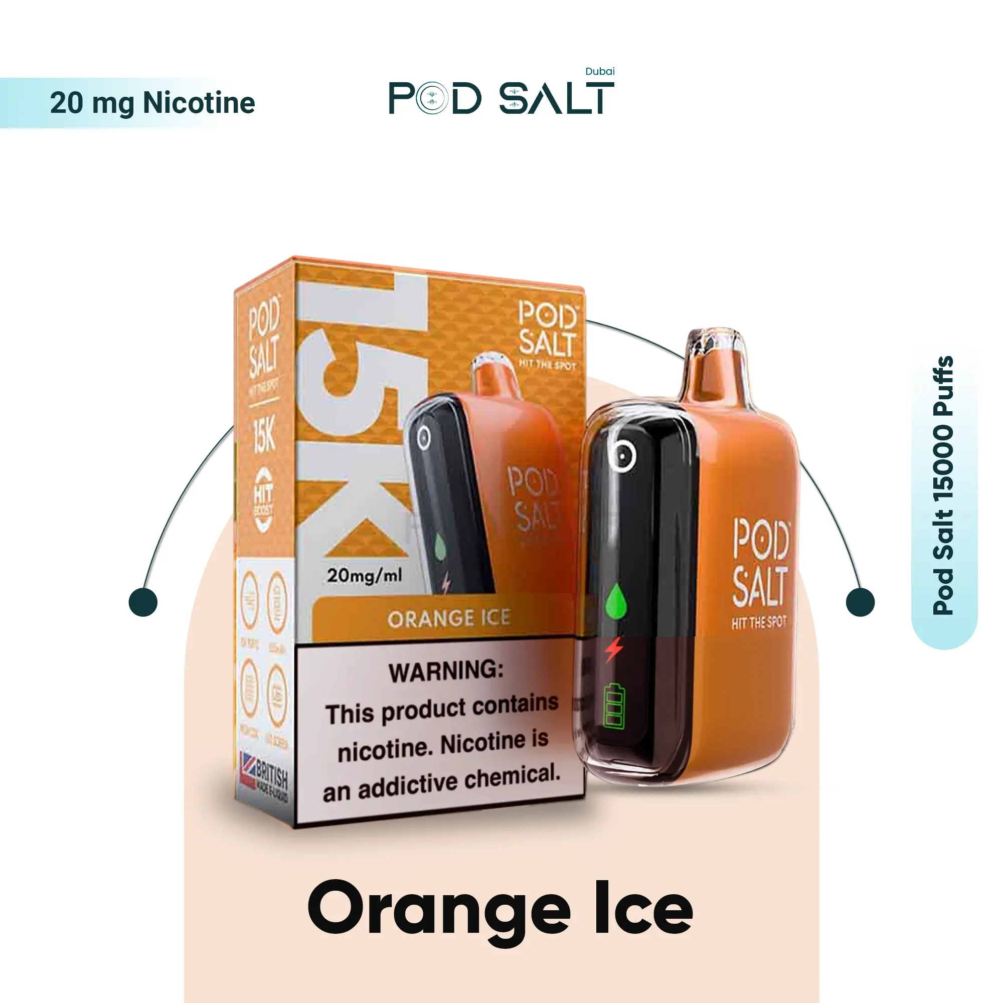 Pod Salt 15000 Puffs Orange Ice disposable vape